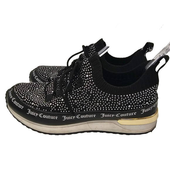JUICY COUTURE Sneakers Womens Size 10 Bellamy Black Rhinestone Shoes Walking - Picture 3 of 12